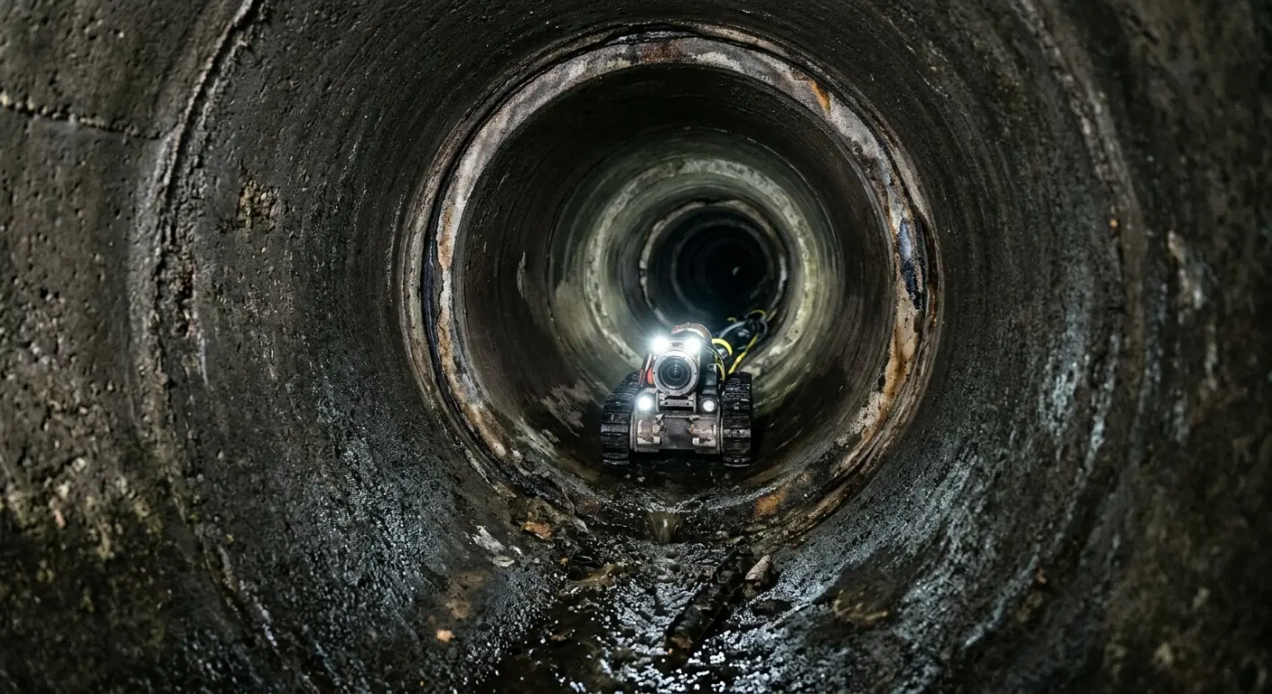 Robotic sewer camera inspecting pipe interior for Drain Snake Service in Snyder